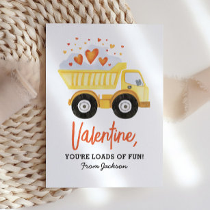 Dump Truck Construction Vehicle Valentines Day Note Card