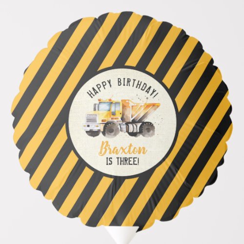 Dump Truck Construction Zone Birthday Balloon