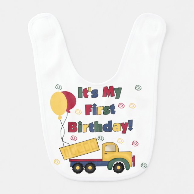 Dump Truck First Birthday Bib (Front)