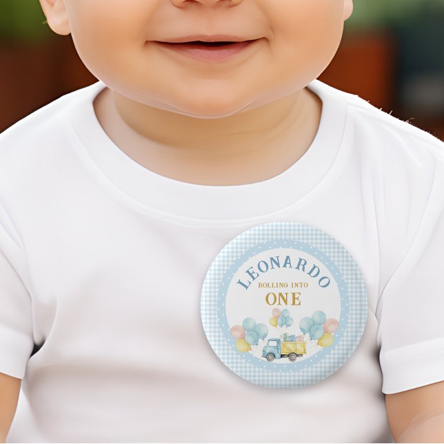 Dump Truck First Birthday Boy Button (Creator Uploaded)