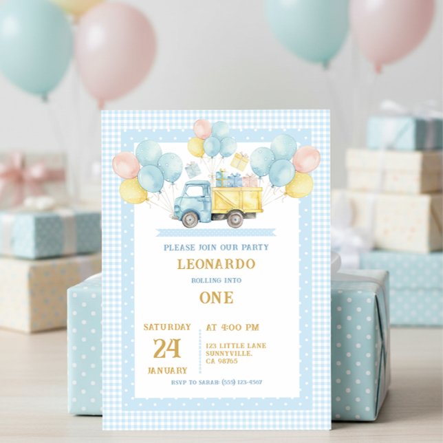 Dump Truck First Birthday Boy Invitation (Creator Uploaded)