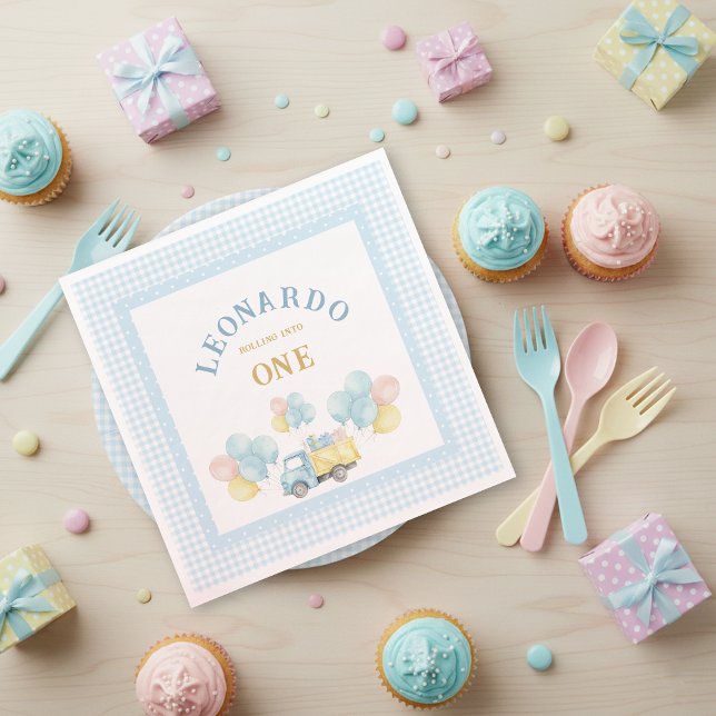 Dump Truck First Birthday Boy Napkins (Creator Uploaded)