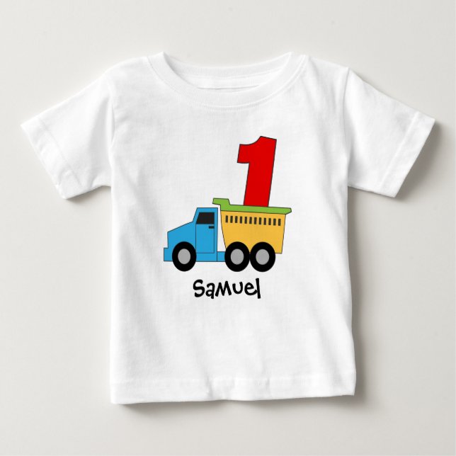 Dump Truck First Birthday Tshirt Personalized (Front)