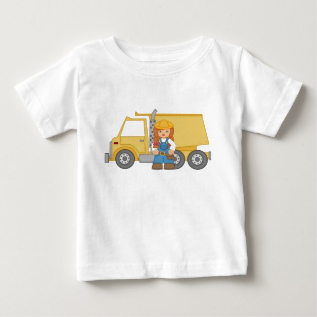 Dump Truck Girl Baby T-Shirt (Front)