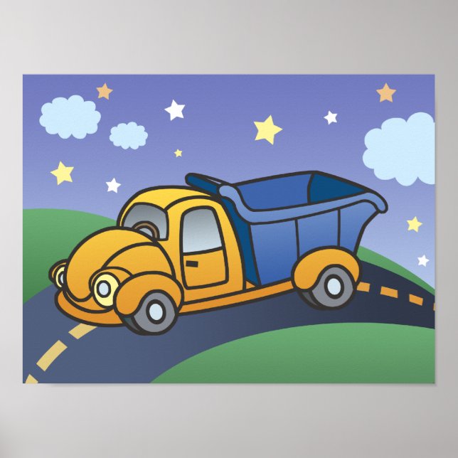 Dump Truck Kids Art Poster (Front)