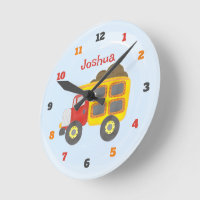 Dump Truck Loader Boy's Bedroom or Nursery Round Clock