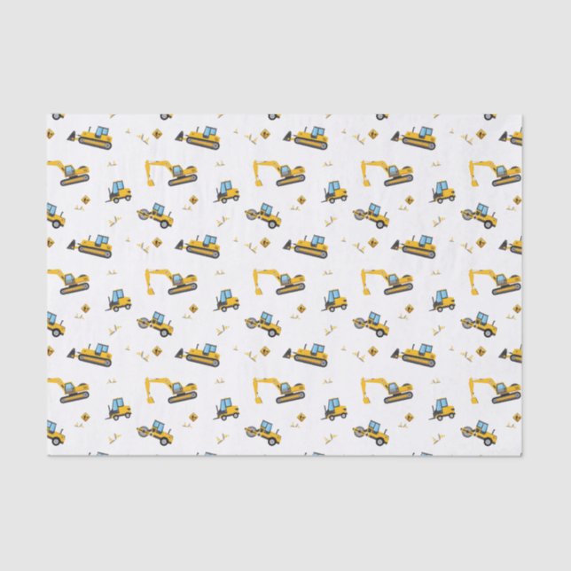 Dump Truck Party Boy Kids Construction Pattern Tissue Paper (Front)