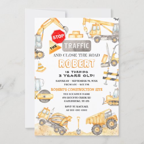 Dump Truck Party Invite