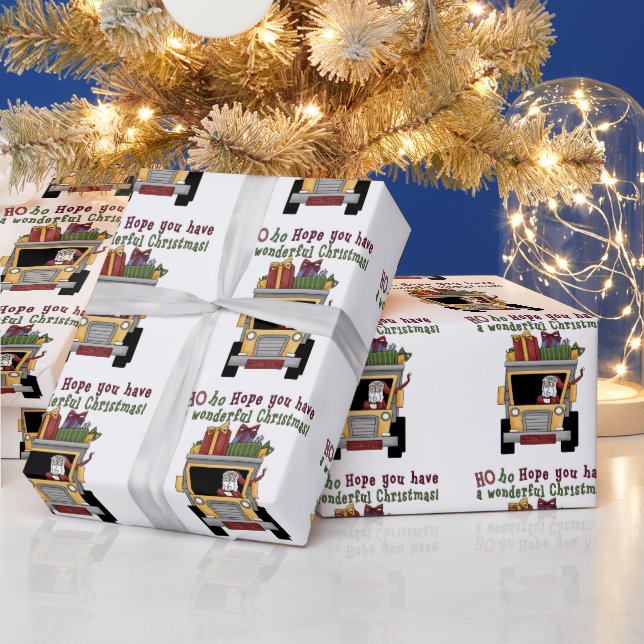Dump Truck Santa Holiday wrapping paper (Holidays)
