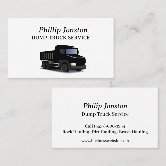 Dump Truck Service Business Card