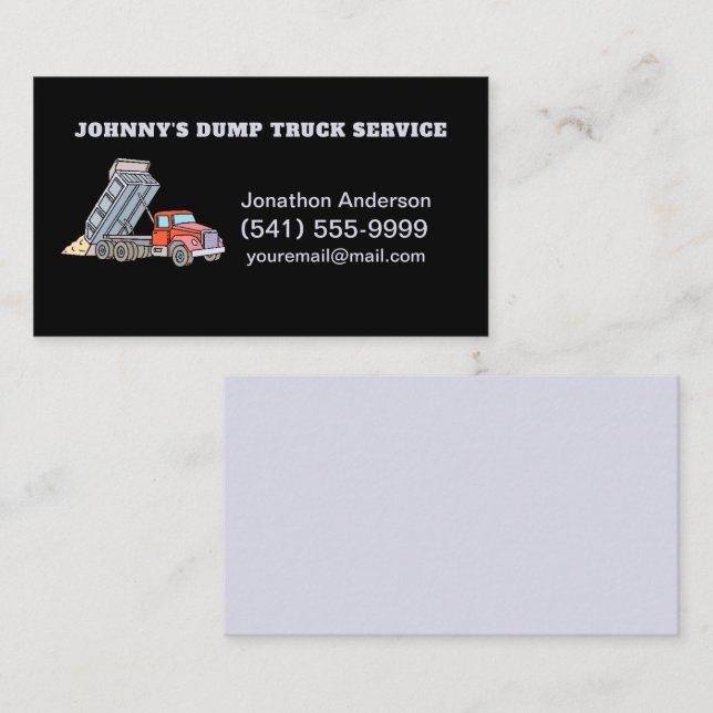 Dump Truck Services  Business Card (Front/Back)