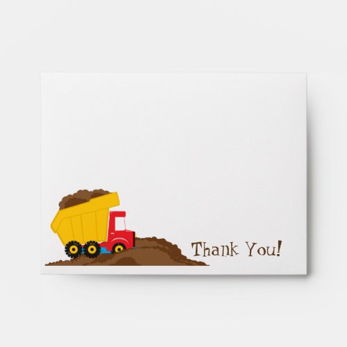 Dump Truck Thank You Card Envelope