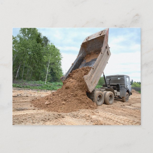 Dump Truck Unloading Dirt Postcard (Front)