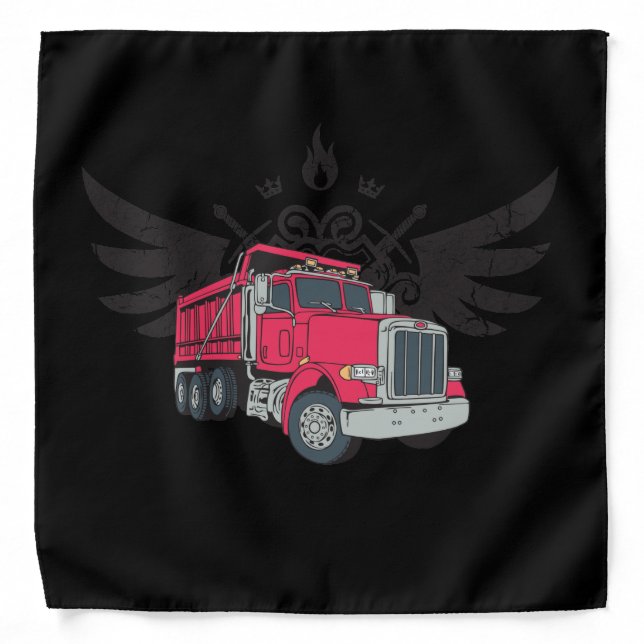 Dump Truck Wings Truck Drivers Bandana (Front)