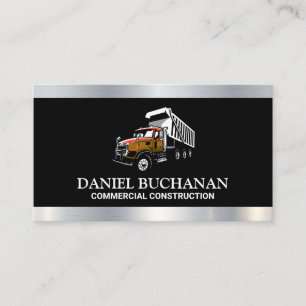 Dump Truck Work Vehicle Metal Trim Style Business Card