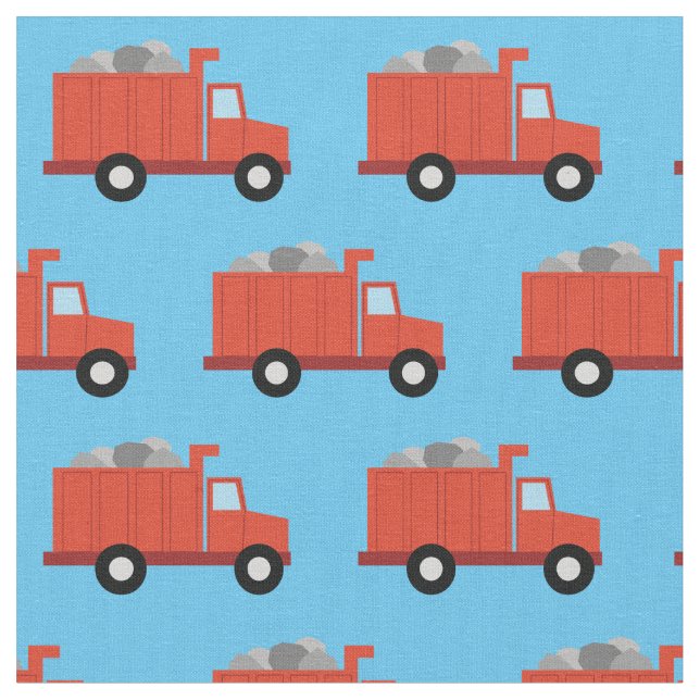 Dump Trucks Cute Boys Kids Fabric (Close Up)