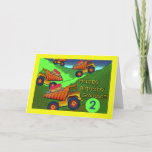 Dump Trucks With Cupcakes, Birthday for Grandson Card<br><div class="desc">Colorful dump trucks with cupcakes are ready to pile it on for a grandson's second birthday. Art,  image,  and verse copyright © Shoaff Ballanger Studios.</div>