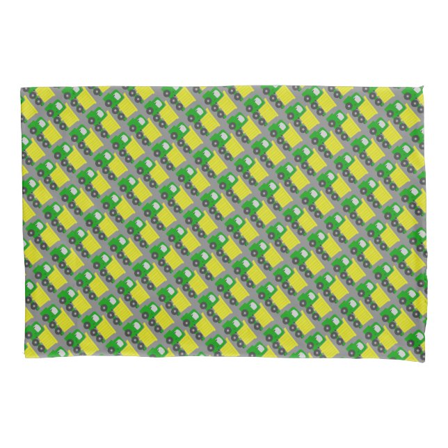 Dump Trucks Yellow Green Grey Pillow Case (Front)