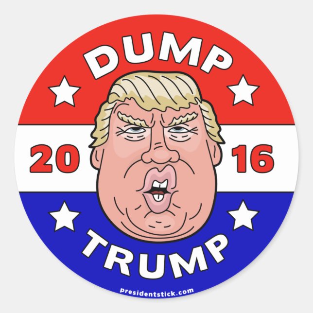 Dump Trump, Anti-Donald Trump 2016 Sticker (Front)