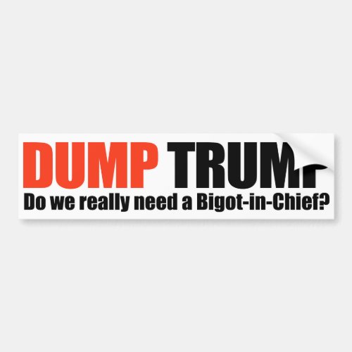 DUMP TRUMP _ Do we need a bigot_in_chief _png Bumper Sticker