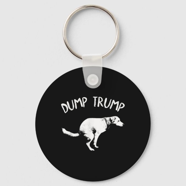 Dump Trump Dog Pooping  Keychain (Front)