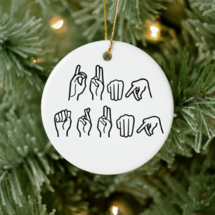 DUMP TRUMP (SIGN LANGUAGE) CERAMIC ORNAMENT