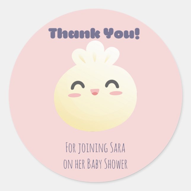Dumpling Baby Shower Thank You  Classic Round Sticker (Front)