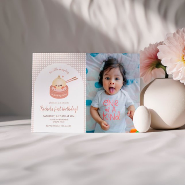 Dumpling Birthday Photo Invitation, Dim Sum Party Invitation (Creator Uploaded)