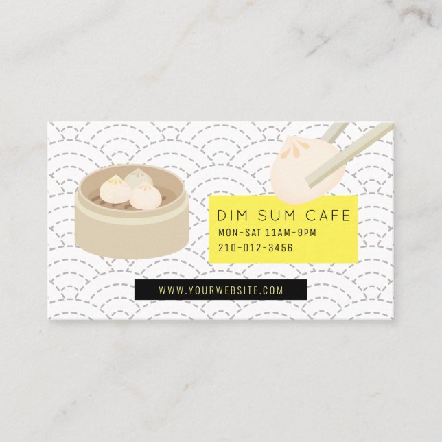 Dumpling Dim Sum Modern Chinese Restaurant Cafe Business Card (Front)