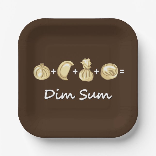 Dumpling + Dumpling + Dumpling  Equals Dim Sum Paper Plates (Front)