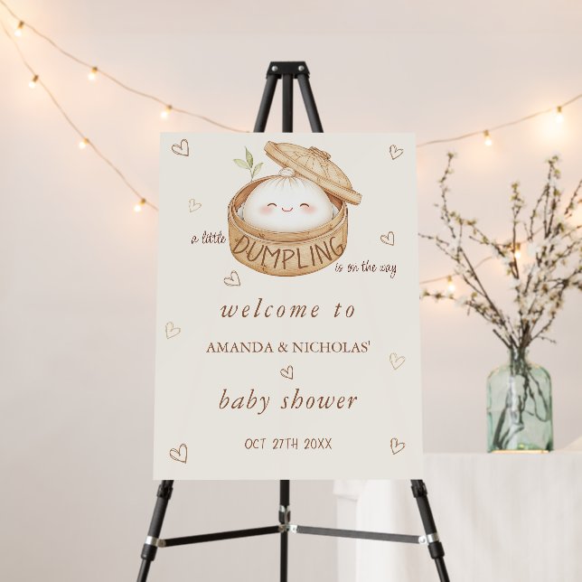 Dumpling Is on The Way Baby Shower Welcome Sign (In Situ (Stand))