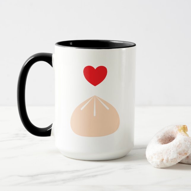 Dumpling Love Black 15oz. Mug (With Donut)