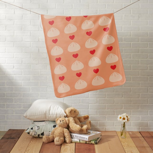 Dumpling Love Cantaloupe Baby Blanket (In Situ)
