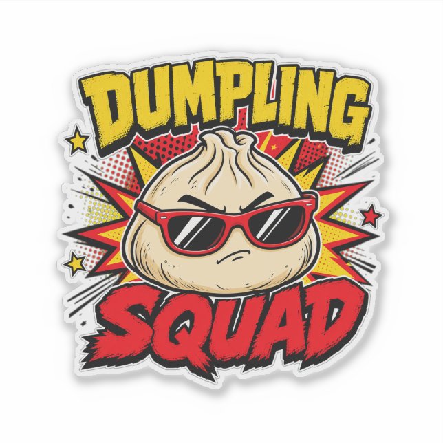 Dumpling Squad Retro Comic Pop Art Foodie Dim Sum Sticker (Front)