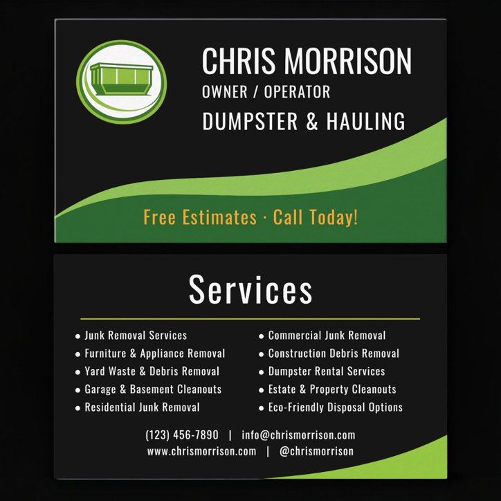 Dumpster And Hauling Business Card