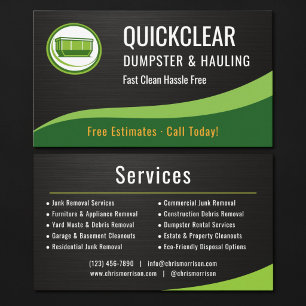 Dumpster and Hauling Metallic Business Card
