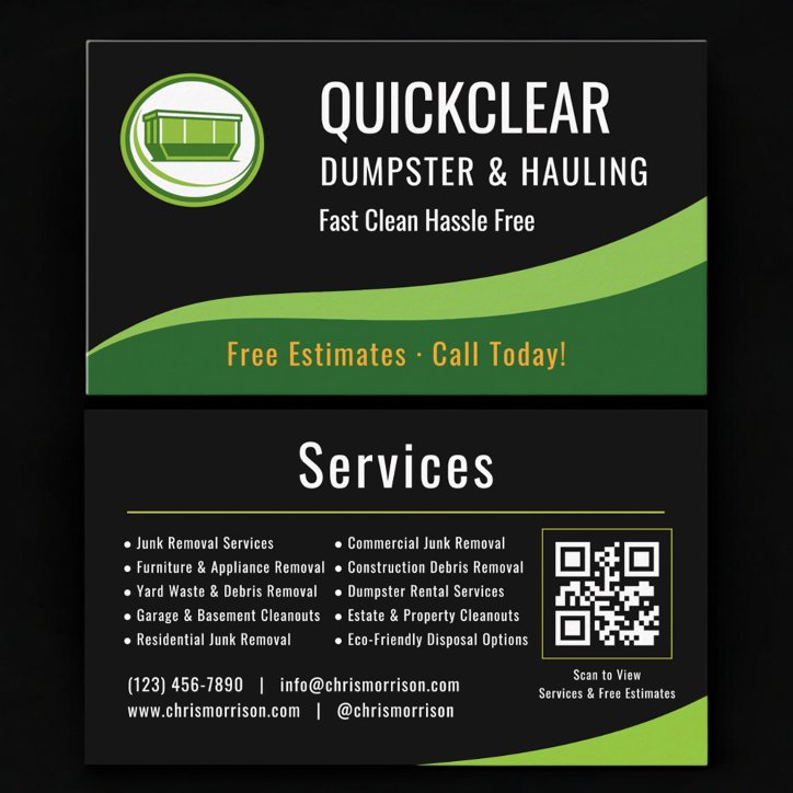 Dumpster And Hauling Professional QR Code Business Card
