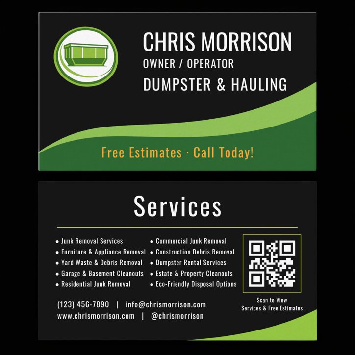 Dumpster And Hauling QR Code Business Card
