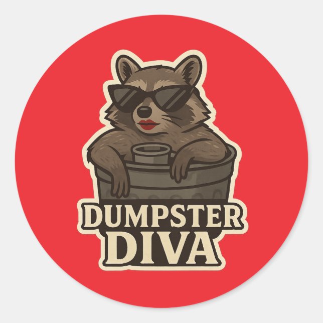 Dumpster Diva – Funny Raccoon Meme Sticker (Front)