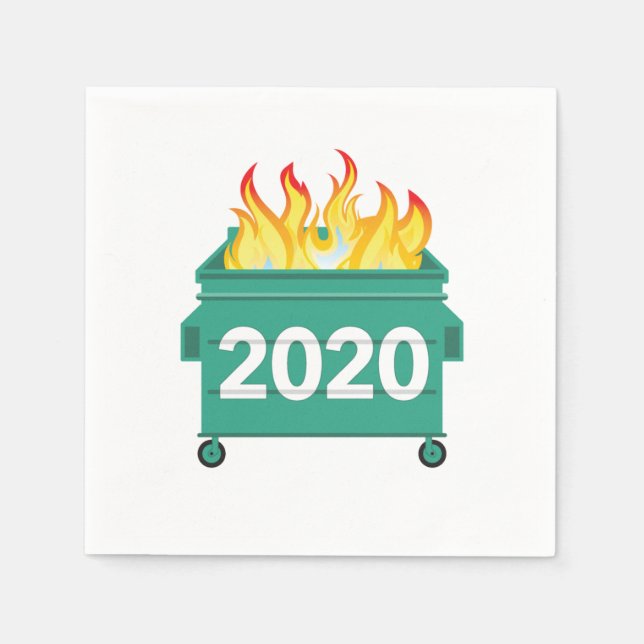 Dumpster Fire 2020 funny New Year's eve Napkins (Front)
