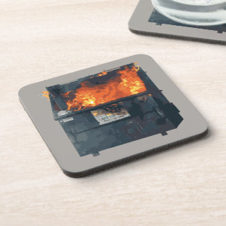 Dumpster Fire - funny hot mess Beverage Coaster