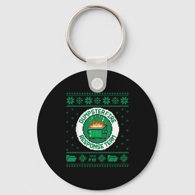 Dumpster Fire Resnse Team Chaos Ugly Sweater Cute  Keychain (Front)