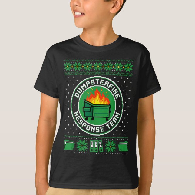 Dumpster Fire Resnse Team Funny Office Holiday Xel T-Shirt (Front)