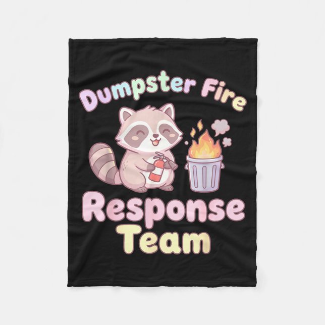 Dumpster Fire Resnse Team Raccoon Kawaii  Fleece Blanket (Front)