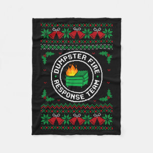 Dumpster Fire Resnse Team Ugly Christmas Sweater X Fleece Blanket