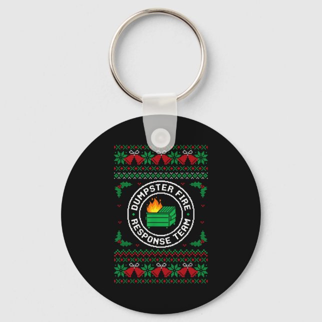 Dumpster Fire Resnse Team Ugly Christmas Sweater X Keychain (Front)