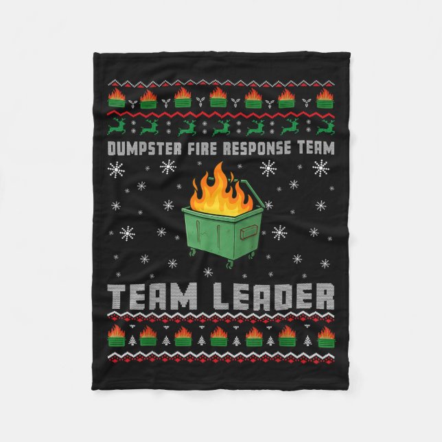 Dumpster Fire Resnse Team Ugly Christmas Sweaters  Fleece Blanket (Front)