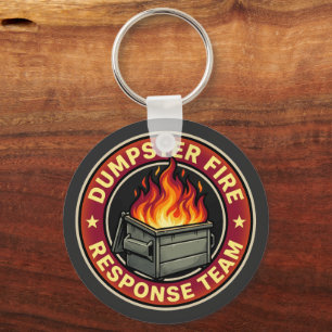 dumpster fire response team funny keychain