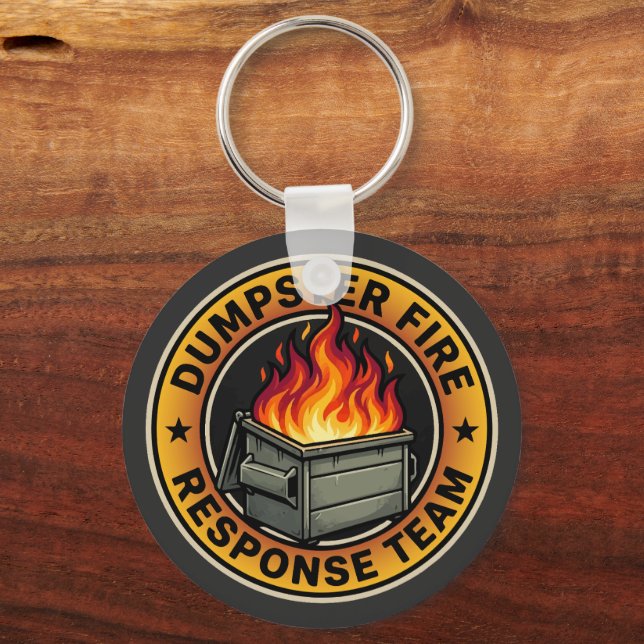 dumpster fire response team keychain (Front)