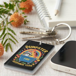 Dumpster Fire Response Team Sarcasm Meme Funny  Keychain